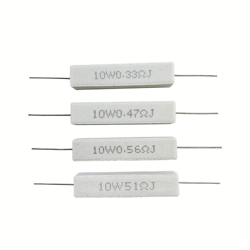 MOKMMKIT 25 Values 50 Pieces Ceramic Cement Resistor KIT 10W Resistance 10 Watt ±5% Power Resistors (0.05 Ohm - 100 Ohm) - Image 4